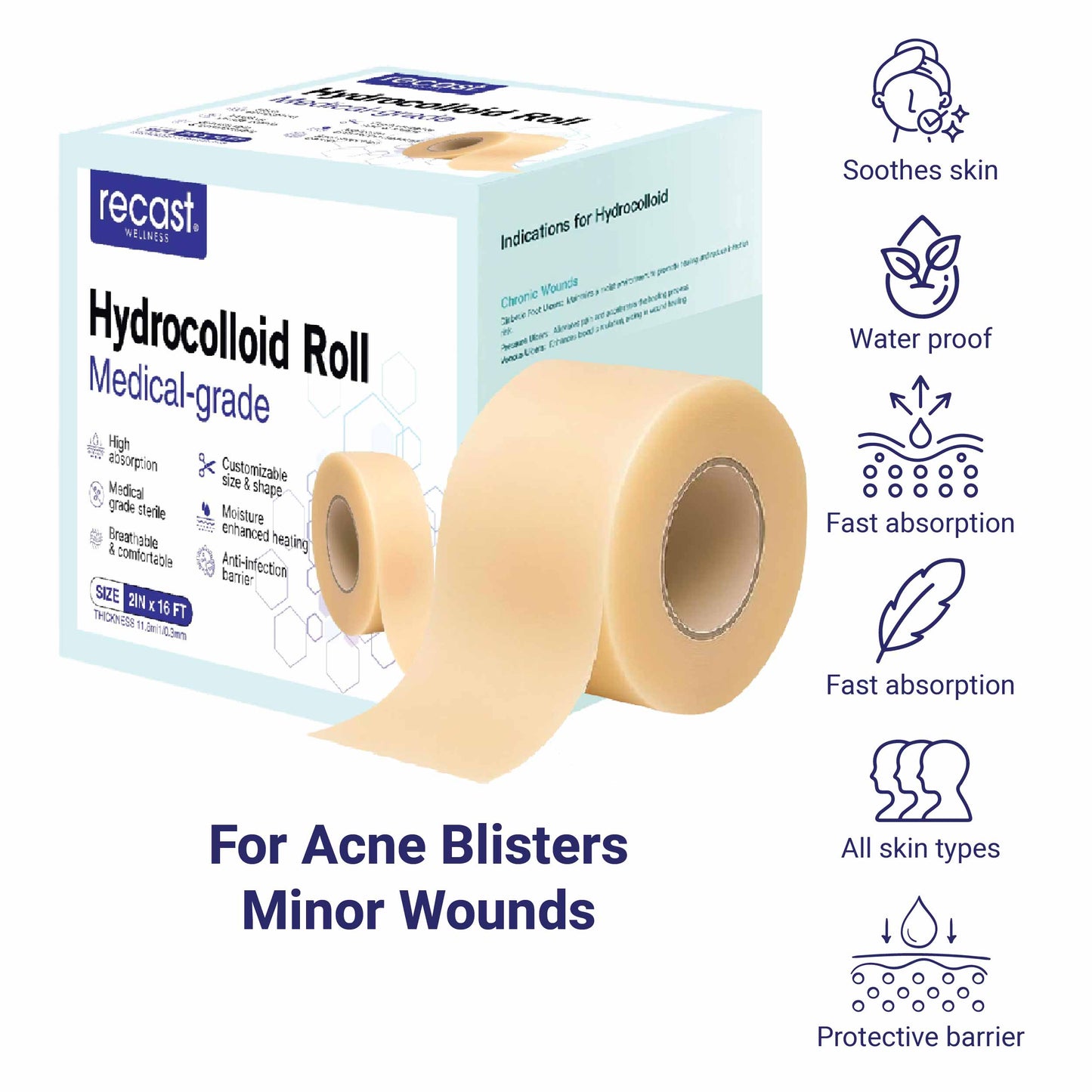 Recast Hydrocolloid Roll For Acne & Scarring